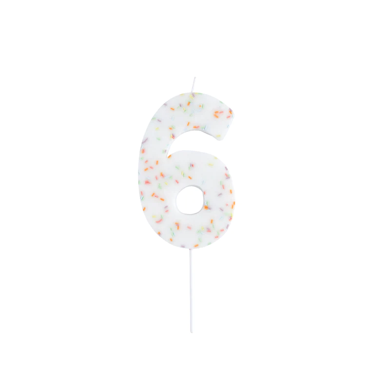 Jumbo Number '6' Sprinkle Candle
