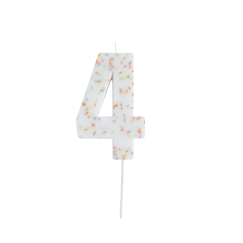 Jumbo Number '4' Sprinkle Candle