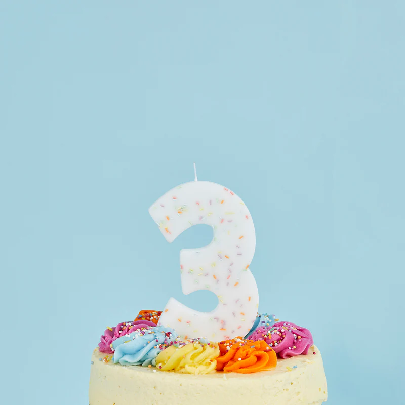 Jumbo Number '3' Sprinkle Candle